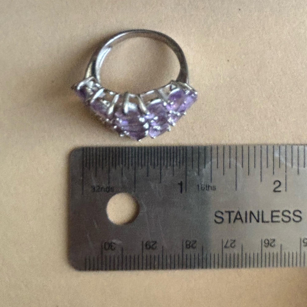 Large Silver & Amethyst Ring - image 3